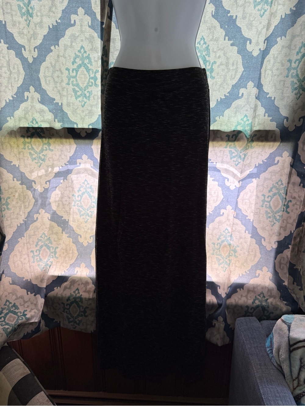 Lou & Grey Long Black Marled Knit Long Maxi Skirt M